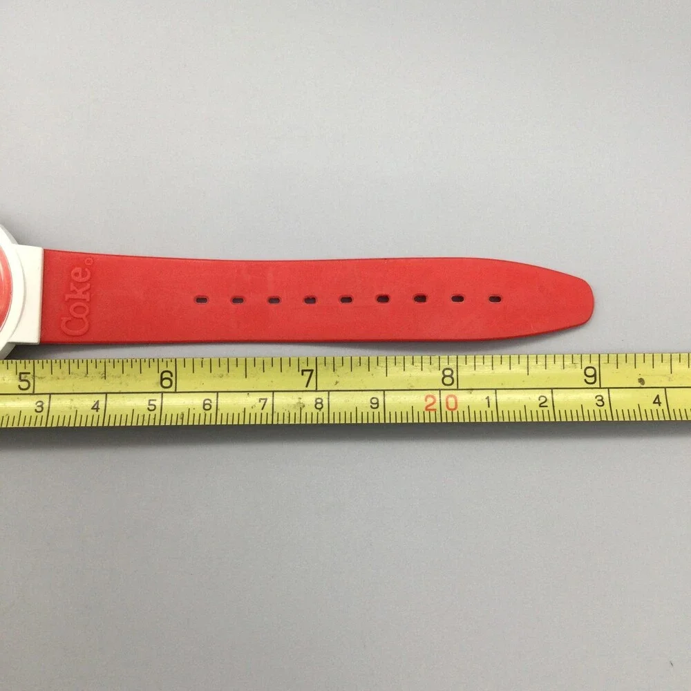 Coca-Cola Coke Mens Watch 35mm Multicolor Logo Dial Red Rubber New Battery